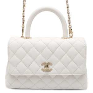 Chanel Matelasse Coco Handle Caviar Skin Shoulder Bag White